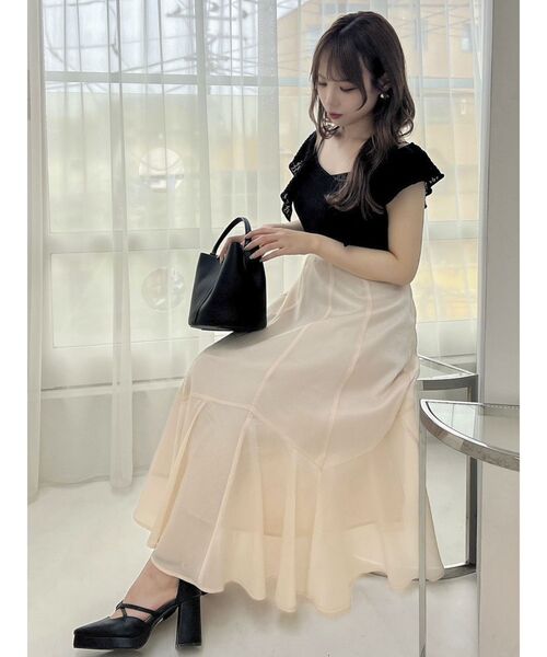 dazzlin（ダズリン）の「シアーランダムフレアスカート（スカート・レディース・アイボリー/ブラウン/グレー・SMALL/MEDIUM）」の9枚目の写真
