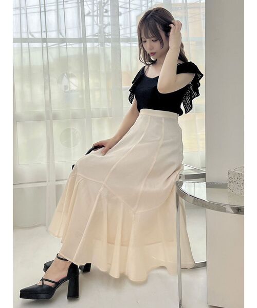 dazzlin（ダズリン）の「シアーランダムフレアスカート（スカート・レディース・アイボリー/ブラウン/グレー・SMALL/MEDIUM）」の10枚目の写真