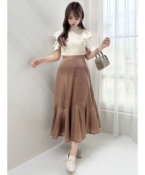 dazzlin（ダズリン）の「シアーランダムフレアスカート（スカート・レディース・アイボリー/ブラウン/グレー・SMALL/MEDIUM）」の11枚目の写真