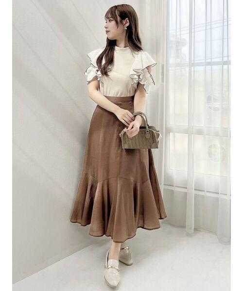 dazzlin（ダズリン）の「シアーランダムフレアスカート（スカート・レディース・アイボリー/ブラウン/グレー・SMALL/MEDIUM）」の12枚目の写真