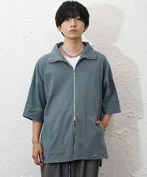 セール】【MinoriTY】ポンチ素材ビッグシルエット半袖パーカー 5分袖