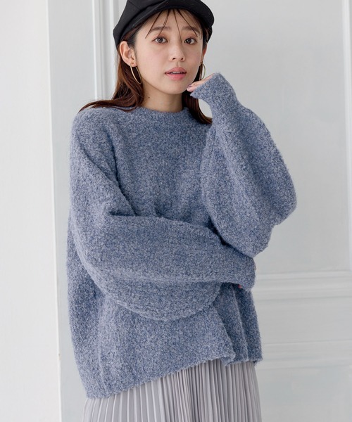 mysty woman（ミスティウーマン）の「ブークレーハイネックプルオーバー 973367（ニット/セーター・レディース・ブルー/オフホワイト/ピンク系その他/モカ・FREE）」の3枚目の写真