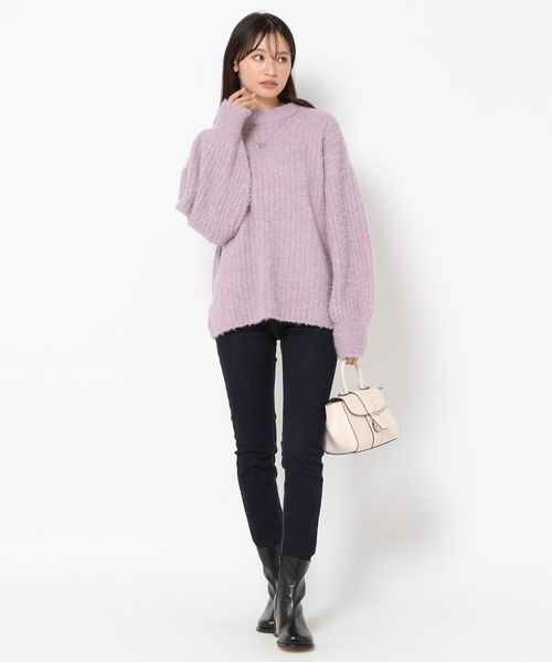 mysty woman（ミスティウーマン）の「ブークレーハイネックプルオーバー 973367（ニット/セーター・レディース・ブルー/オフホワイト/ピンク系その他/モカ・FREE）」の9枚目の写真