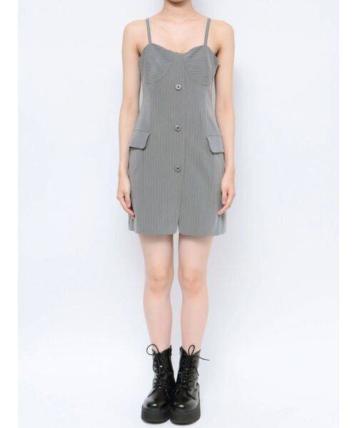 EVRIS（エヴリス）の「ストライプジャケットミニジャンスカ（ワンピース・レディース・グレー/カーキ・FREE）」の19枚目の写真