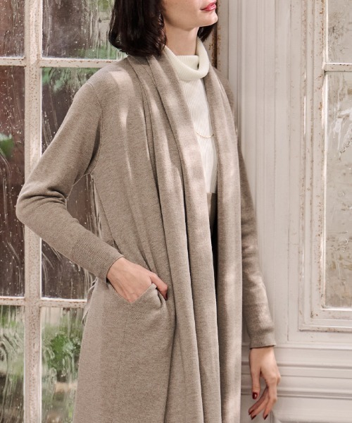 JENNE(ジェンヌ)の「ショールカラーニットコーディガン(カーディガン/ボレロ・レディース・ブラック/ベージュ・SMALL/LARGE/MEDIUM)」の7枚目の写真