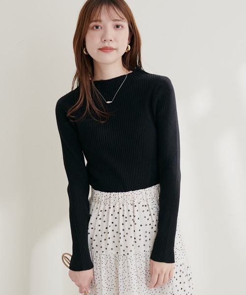 natural couture(ナチュラルクチュール)の「ダイヤ柄プチハイリブニット(ニット/セーター・レディース・オレンジ/ブルー/ブラック/オフホワイト・FREE)」の12枚目の写真