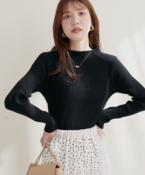 natural couture(ナチュラルクチュール)の「ダイヤ柄プチハイリブニット(ニット/セーター・レディース・オレンジ/ブルー/ブラック/オフホワイト・FREE)」の11枚目の写真
