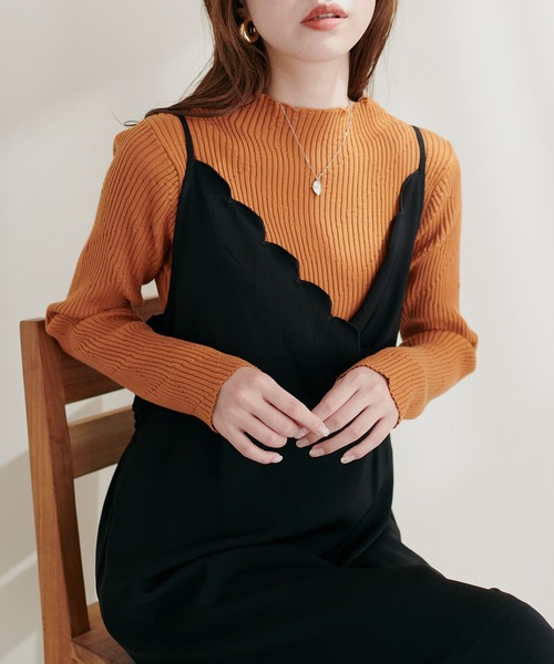 natural couture(ナチュラルクチュール)の「ダイヤ柄プチハイリブニット(ニット/セーター・レディース・オレンジ/ブルー/ブラック/オフホワイト・FREE)」の22枚目の写真