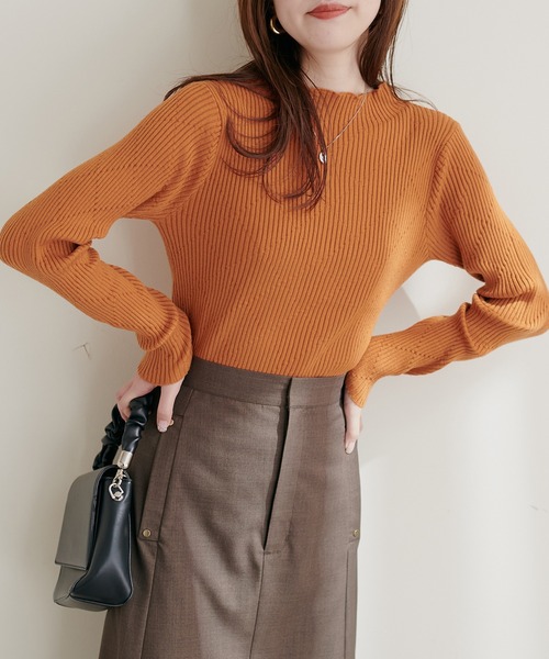 natural couture(ナチュラルクチュール)の「ダイヤ柄プチハイリブニット(ニット/セーター・レディース・オレンジ/ブルー/ブラック/オフホワイト・FREE)」の20枚目の写真
