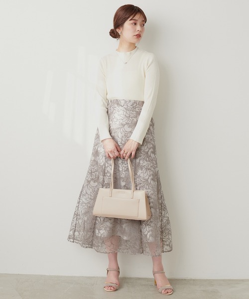 natural couture(ナチュラルクチュール)の「ダイヤ柄プチハイリブニット(ニット/セーター・レディース・オレンジ/ブルー/ブラック/オフホワイト・FREE)」の8枚目の写真