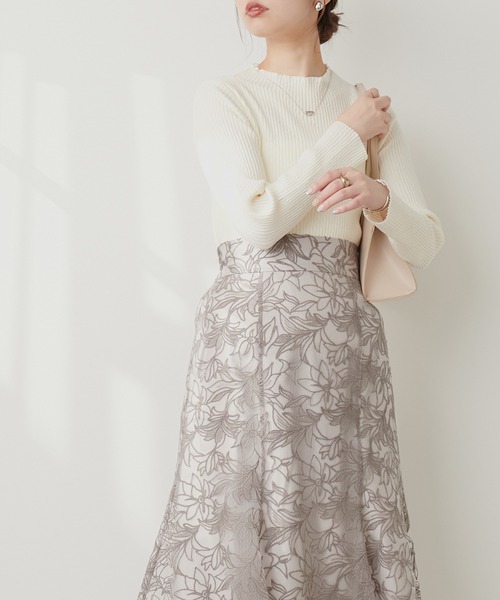 natural couture(ナチュラルクチュール)の「ダイヤ柄プチハイリブニット(ニット/セーター・レディース・オレンジ/ブルー/ブラック/オフホワイト・FREE)」の7枚目の写真