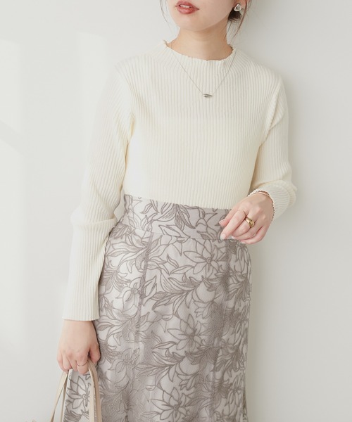 natural couture(ナチュラルクチュール)の「ダイヤ柄プチハイリブニット(ニット/セーター・レディース・オレンジ/ブルー/ブラック/オフホワイト・FREE)」の6枚目の写真