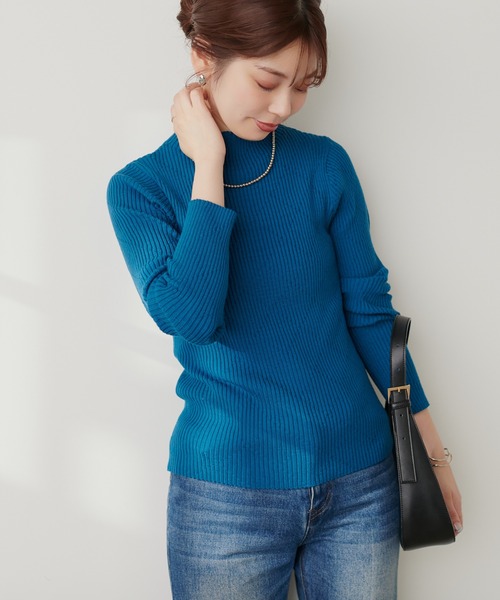 natural couture(ナチュラルクチュール)の「ダイヤ柄プチハイリブニット(ニット/セーター・レディース・オレンジ/ブルー/ブラック/オフホワイト・FREE)」の17枚目の写真