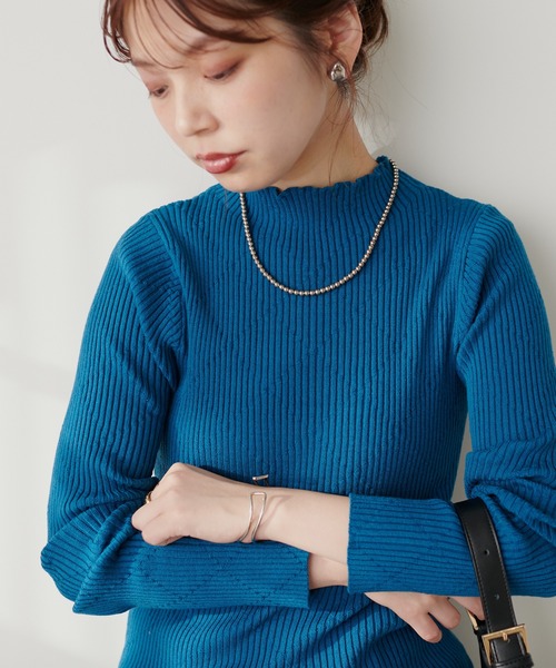 natural couture(ナチュラルクチュール)の「ダイヤ柄プチハイリブニット(ニット/セーター・レディース・オレンジ/ブルー/ブラック/オフホワイト・FREE)」の15枚目の写真
