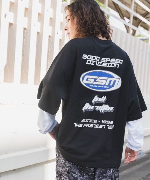 WEGO(ウィゴー)の「WEGO/レイヤードスリーブバックロゴロンT(Tシャツ/カットソー・メンズ・ブラック/ホワイト・LARGE/MEDIUM)」の2枚目の写真