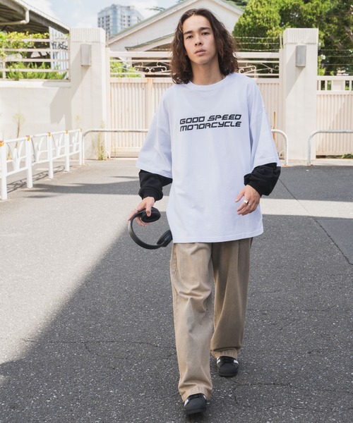 WEGO(ウィゴー)の「WEGO/レイヤードスリーブバックロゴロンT(Tシャツ/カットソー・メンズ・ブラック/ホワイト・LARGE/MEDIUM)」の11枚目の写真