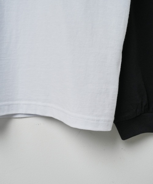 WEGO(ウィゴー)の「WEGO/レイヤードスリーブバックロゴロンT(Tシャツ/カットソー・メンズ・ブラック/ホワイト・LARGE/MEDIUM)」の15枚目の写真