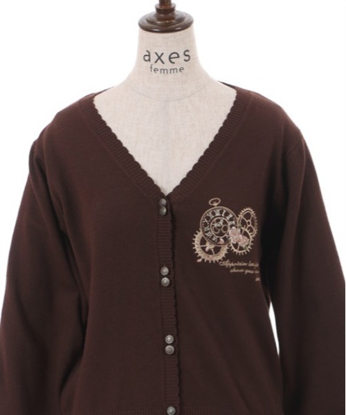 美品　フォクシー　ボアカーディガン axes femme（アクシーズファム）の「時計×歯車刺繍ニット