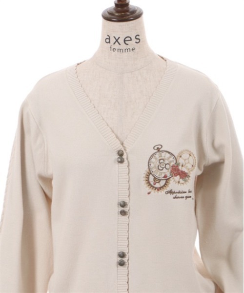美品　フォクシー　ボアカーディガン axes femme（アクシーズファム）の「時計×歯車刺繍ニット