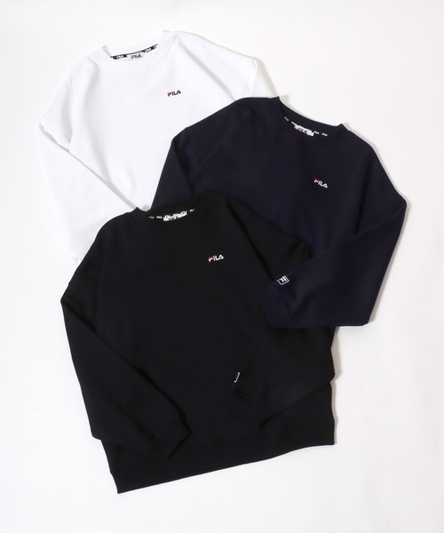 FILA(フィラ)の「FILA(フィラ)ワンポイントロゴ刺繍 無地 裏起毛スウェットトップス メンズ レディース/トレーナープルオーバー(スウェット・メンズ・ホワイト/ネイビー系1/アッシュグレー/ブラック系その他/ネイビー/ブラック・M/LL/L)」の14枚目の写真