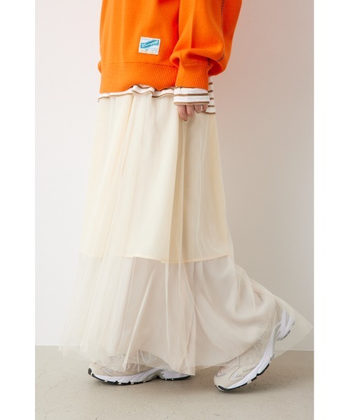 RODEO CROWNS WIDE BOWL（ロデオクラウンズワイドボウル）の「リバーシブルチュールスカート（スカート・レディース・アイボリー/ブラック/カーキ・FREE）」の17枚目の写真