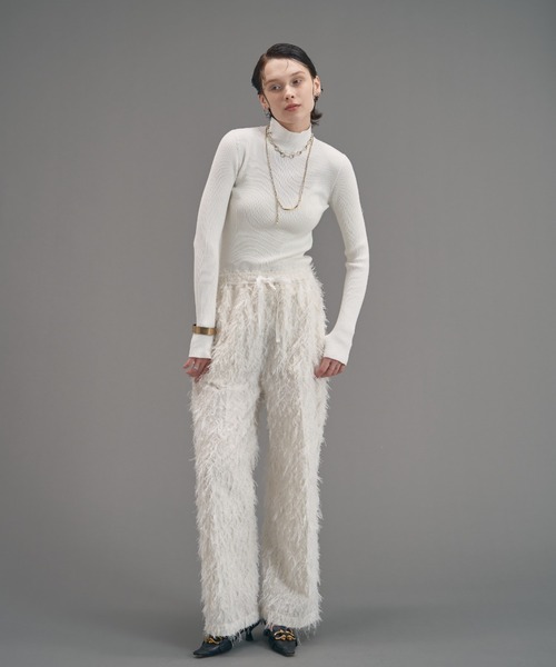 MECRE（メクル）の「ジャガードストレートパンツ（その他パンツ・レディース・ホワイト/ブラック・S/M）」の3枚目の写真