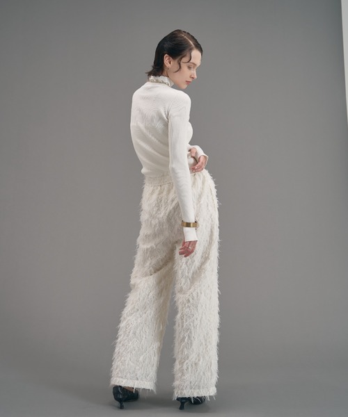 MECRE（メクル）の「ジャガードストレートパンツ（その他パンツ・レディース・ホワイト/ブラック・S/M）」の4枚目の写真