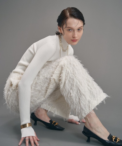 MECRE（メクル）の「ジャガードストレートパンツ（その他パンツ・レディース・ホワイト/ブラック・S/M）」の5枚目の写真