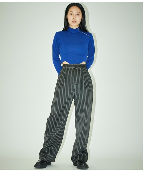 ANLIBERTY ANAP（アンリバティアナップ）の「ピンストライプスラックス【セットアップ対応】（スラックス・レディース・ブラック/グレー・S/M）」の5枚目の写真