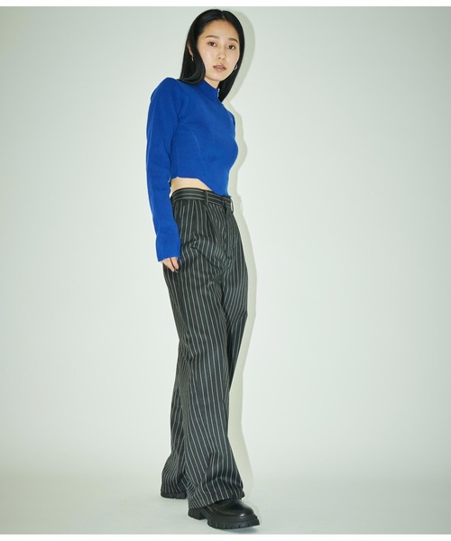 ANLIBERTY ANAP（アンリバティアナップ）の「ピンストライプスラックス【セットアップ対応】（スラックス・レディース・ブラック/グレー・S/M）」の6枚目の写真