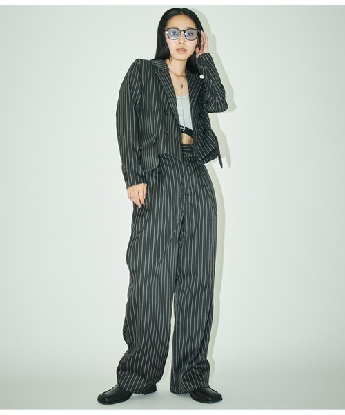 ANLIBERTY ANAP（アンリバティアナップ）の「ピンストライプスラックス【セットアップ対応】（スラックス・レディース・ブラック/グレー・S/M）」の8枚目の写真