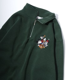 Disney（ディズニー）の「Disney（ディズニー）キャラクター刺繍 ハーフジップ 裏起毛スウェットトップス/トレーナープルオーバー/ミッキーマウスフレンズ・くまのプーさん（スウェット）」