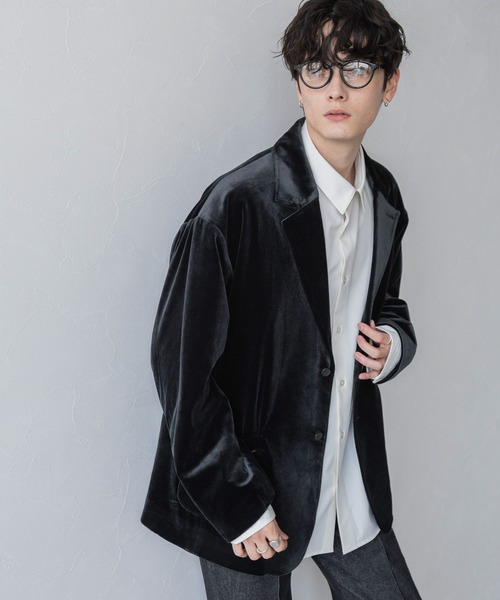 RAGEBLUE（レイジブルー）の「【セットアップ対応】オーバーカットベロアジャケット（テーラードジャケット・メンズ・ブラック/ネイビー・MEDIUM/LARGE）」の5枚目の写真