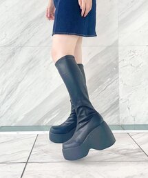 厚底ボリュームソールストレッチブーツ
