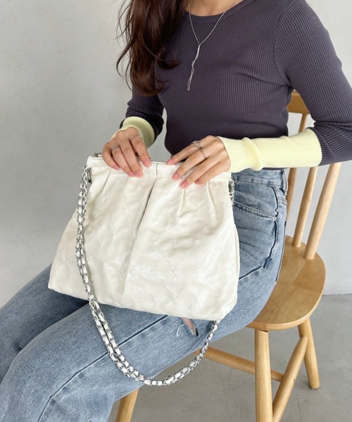 セール】quilting chain shoulder bag／2WAYキルティングPU