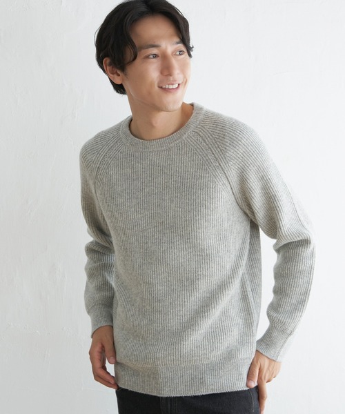 ikka(イッカ)の「【洗濯機で洗える】ウォッシャブルラムウールクルーニット(ニット/セーター・メンズ・チャコールグレー/ライトグレー/グリーン/ネイビー・S/M/L/XL)」の8枚目の写真