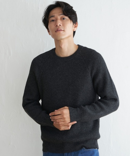 ikka(イッカ)の「【洗濯機で洗える】ウォッシャブルラムウールクルーニット(ニット/セーター・メンズ・チャコールグレー/ライトグレー/グリーン/ネイビー・S/M/L/XL)」の5枚目の写真