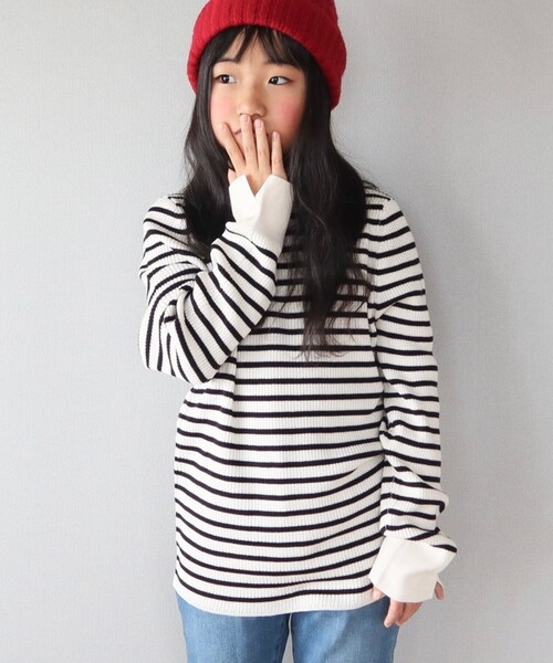 SHOO・LA・RUE（シューラルー）の「◆【110-140cm/親子リンク】リブタートル（ニット/セーター・キッズ・ブラック/オフホワイト/ホワイト系5・14/11/12/13）」の5枚目の写真