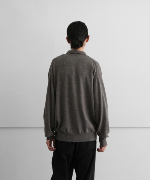 【美品】crepuscule Knit Shirts L/S ブルー　サイズ2 crepuscule（クレプスキュール）の「crepuscule Knit Polo L/S