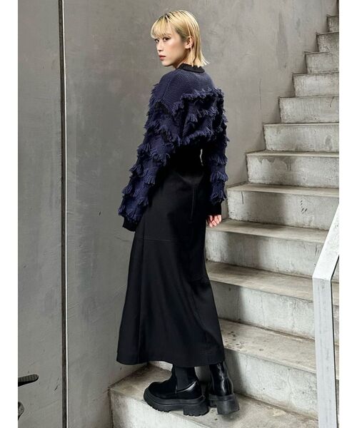 MURUA（ムルーア）の「ジャガードフリンジニット（ニット/セーター・レディース・オレンジ/ネイビー/ベージュ・FREE）」の5枚目の写真