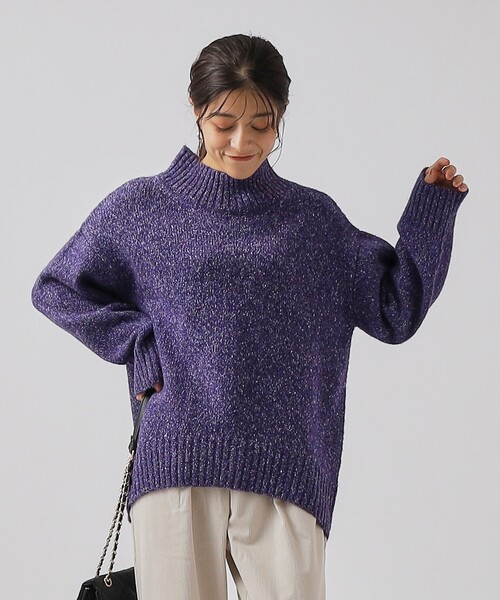 DRESKIP（ドレスキップ）の「◆【体型カバー】ふわふわミックスヤーン ハイネックニット（ニット/セーター・レディース・ライトグリーン/ダークブラウン/ピンク系/イエロー系その他/ライトベージュ/パープル系・02/03/04）」の4枚目の写真