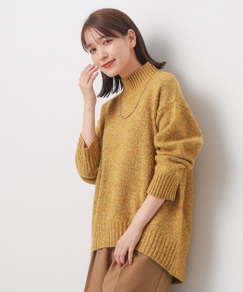 DRESKIP（ドレスキップ）の「◆【体型カバー】ふわふわミックスヤーン ハイネックニット（ニット/セーター・レディース・ライトグリーン/ダークブラウン/ピンク系/イエロー系その他/ライトベージュ/パープル系・02/03/04）」の5枚目の写真