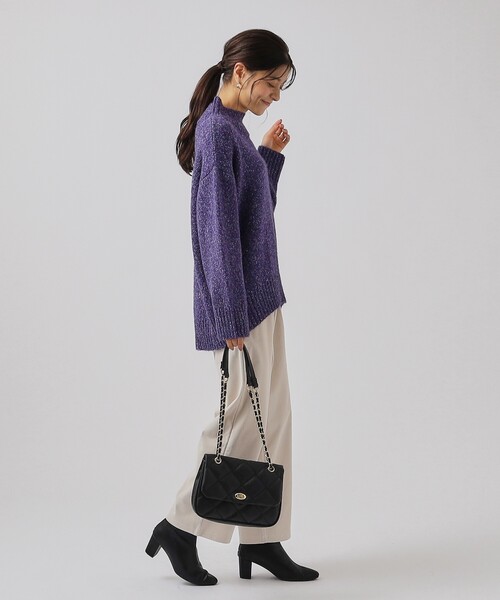 DRESKIP（ドレスキップ）の「◆【体型カバー】ふわふわミックスヤーン ハイネックニット（ニット/セーター・レディース・ライトグリーン/ダークブラウン/ピンク系/イエロー系その他/ライトベージュ/パープル系・02/03/04）」の8枚目の写真