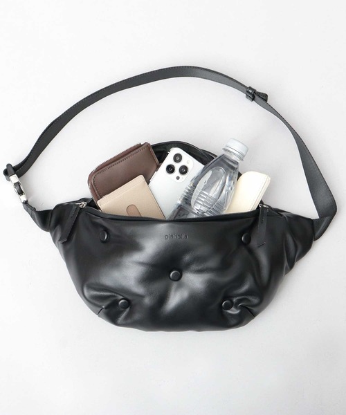 glabella（グラベラ）の「パデッド クッション PU ウエストバッグ（ボディバッグ/ウエストポーチ・メンズ・ブラック・FREE）」の8枚目の写真