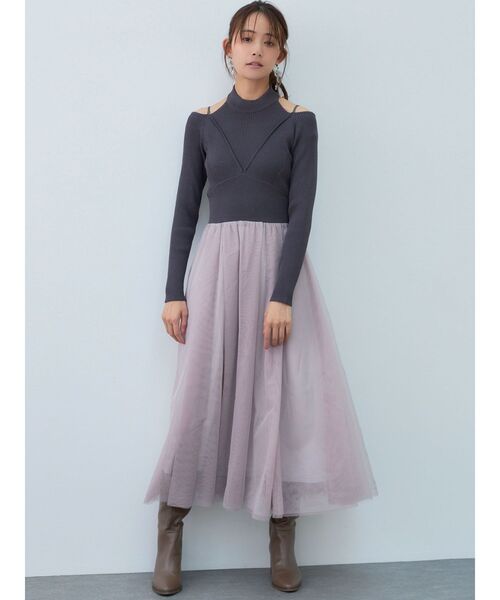 MERCURYDUO（マーキュリーデュオ）の「チュールドッキング2WAYニット