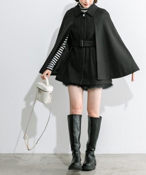 OLIVE des OLIVE（オリーブデオリーブ）の「little orun レディポンチョコート　1032180090（ポンチョ・レディース・ベージュ/ブラック/チャコールグレー・FREE）」の10枚目の写真