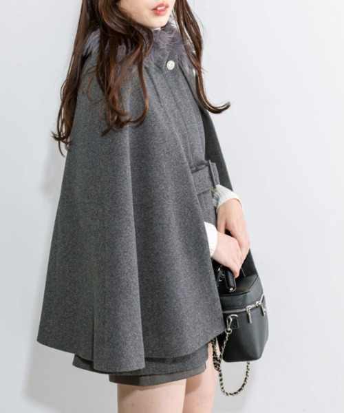 OLIVE des OLIVE（オリーブデオリーブ）の「little orun レディポンチョコート　1032180090（ポンチョ・レディース・ベージュ/ブラック/チャコールグレー・FREE）」の16枚目の写真