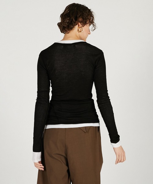 シアーフライスレイヤードトップ / Sheer Fraise Layered Top（Tシャツ