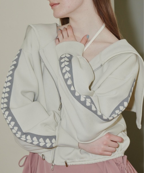 idem(イデム)の「heart line sailor cardigan/big襟ハートニットカーディガン(カーディガン/ボレロ・レディース・グレー/アイボリー・FREE)」の19枚目の写真