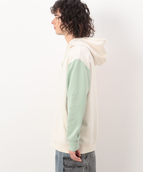 Purple&Yellow（パープルアンドイエロー）の「ＴＲダンボールニット 袖メッセージエンボス 配色パーカ（パーカー・メンズ・ネイビー/アイボリー・M/XL/L/S）」の19枚目の写真